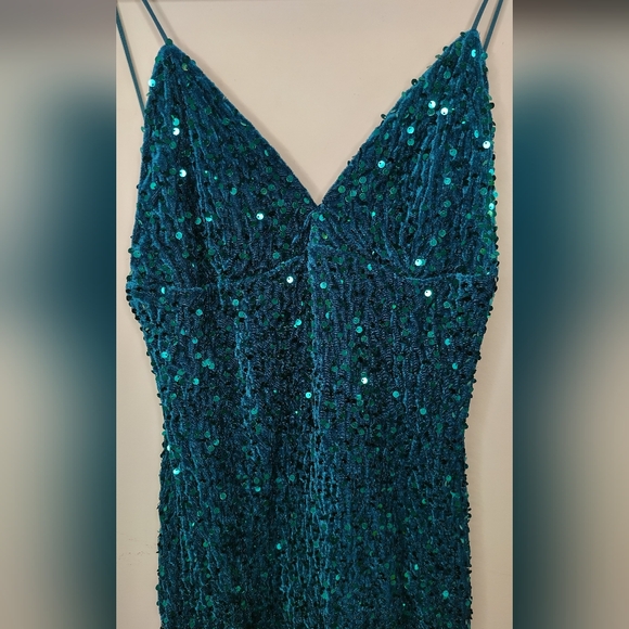 Sheinbae Sequin Teal Dress M - Picture 2 of 7